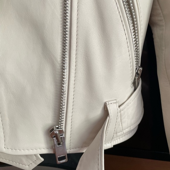 Diesel white leather jacket size xs - Picture 3 of 7